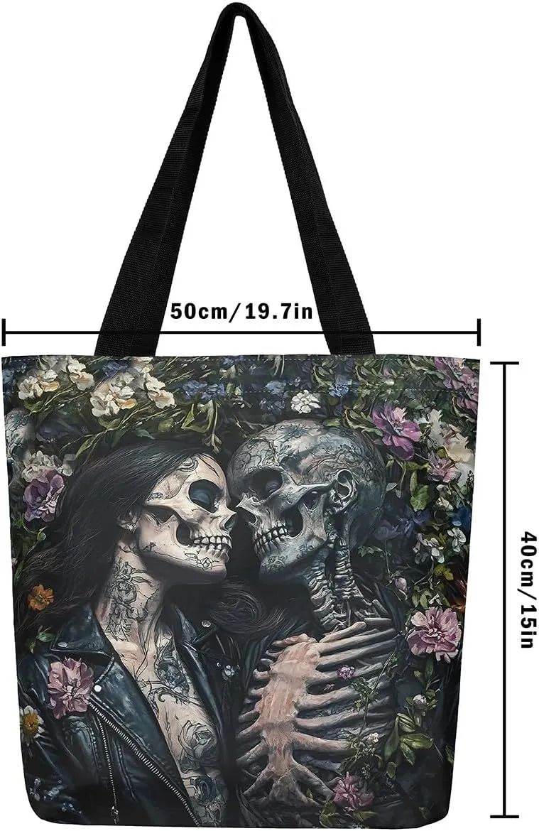 Castle Fairy Dragon Canvas Tote Bag Aesthetic for Women,Cute Axolotl Reusable Grocery Handbag