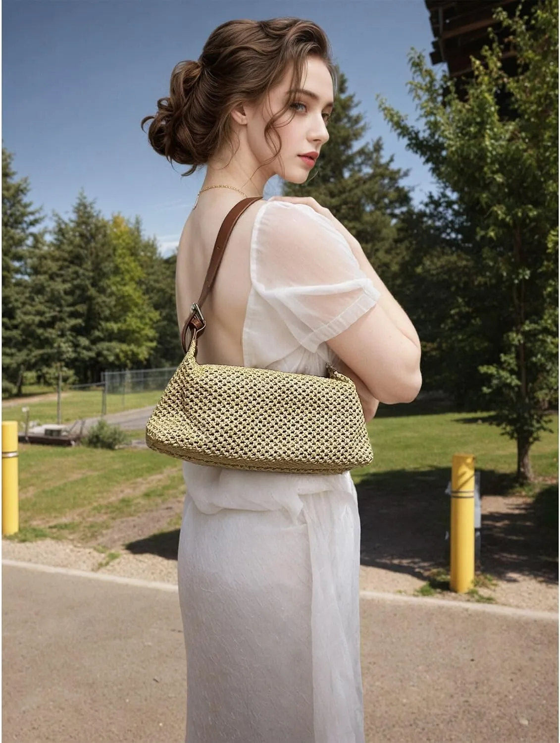 Casual Beach Tote Bag, Straw Beach Bag Fashion Shoulder Bag Crossbody Bag, For Beach Picnic Vacation