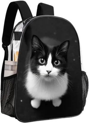Casual Daypack Multipurpose Anti-Theft Large Capacity Carry On Bag - Black Cat Casual Daypack Climbing Shoulder Transparent Bag