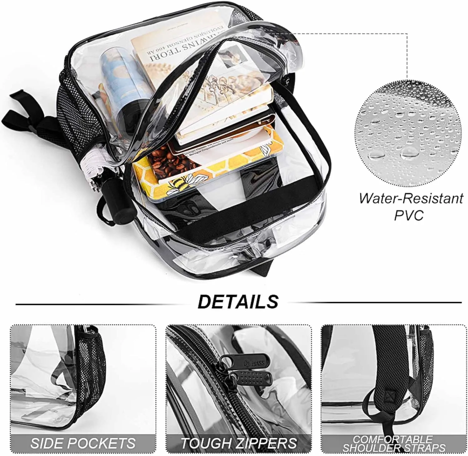 Casual Daypack Multipurpose Anti-Theft Large Capacity Carry On Bag - Wolves And Eagles Wolf American Flag Casual Daypack Climbing Shoulder Transparent Bag