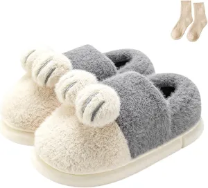 Cat Paw Slippers, 3D Cute Cartoon Cat Paw Slippers for Women, Winter Cozy Warm Furry Home Slides