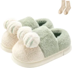 Cat Paw Slippers, 3D Cute Cartoon Cat Paw Slippers for Women, Winter Cozy Warm Furry Home Slides