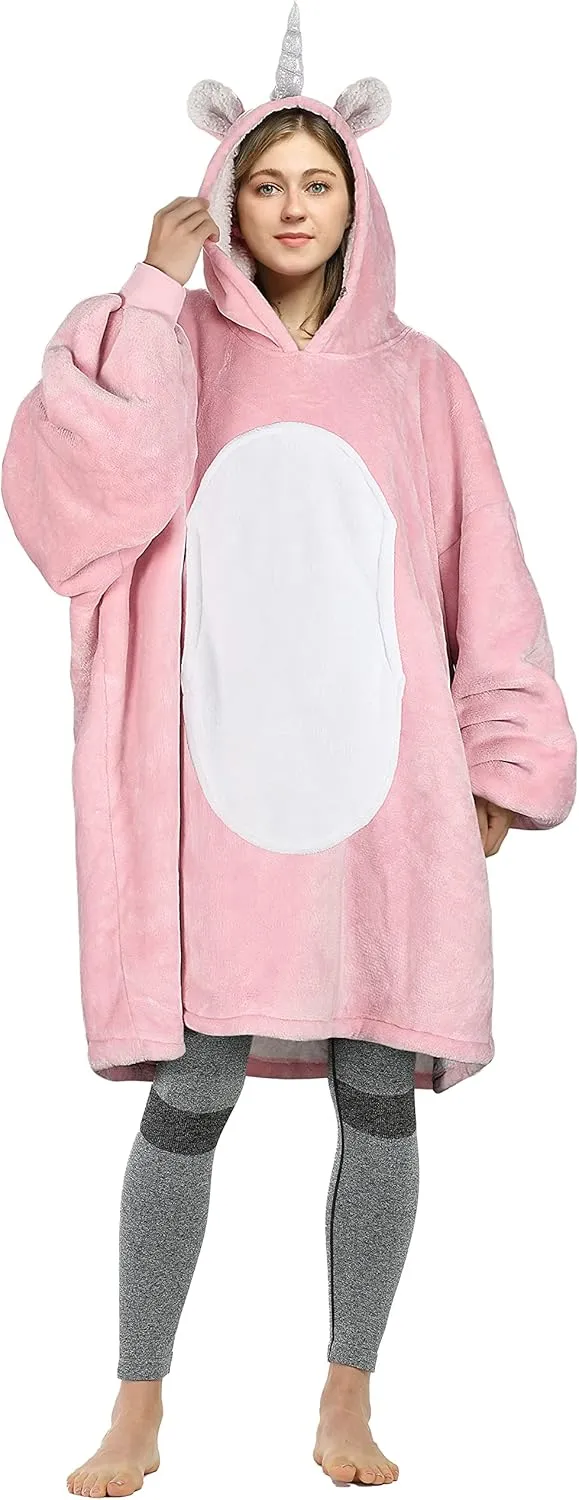 Catalonia Oversized Blanket Hoodie Sweatshirt, Comfortable Wearable Sherpa Pullover,Gift for Her