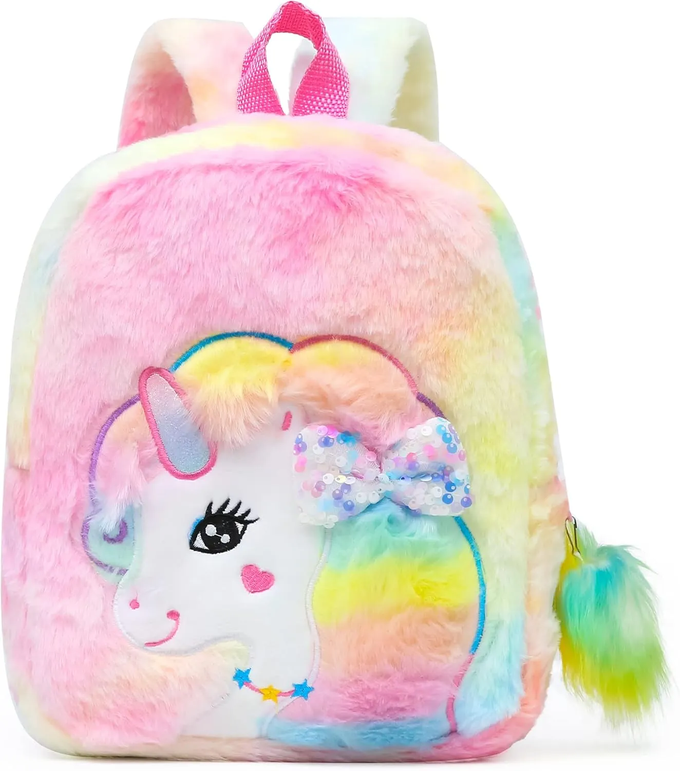 CBOALOGR Cute Plush Unicorn Toddler Small Backpack Little Plush Bookbag for Girls 3 to 6 years old