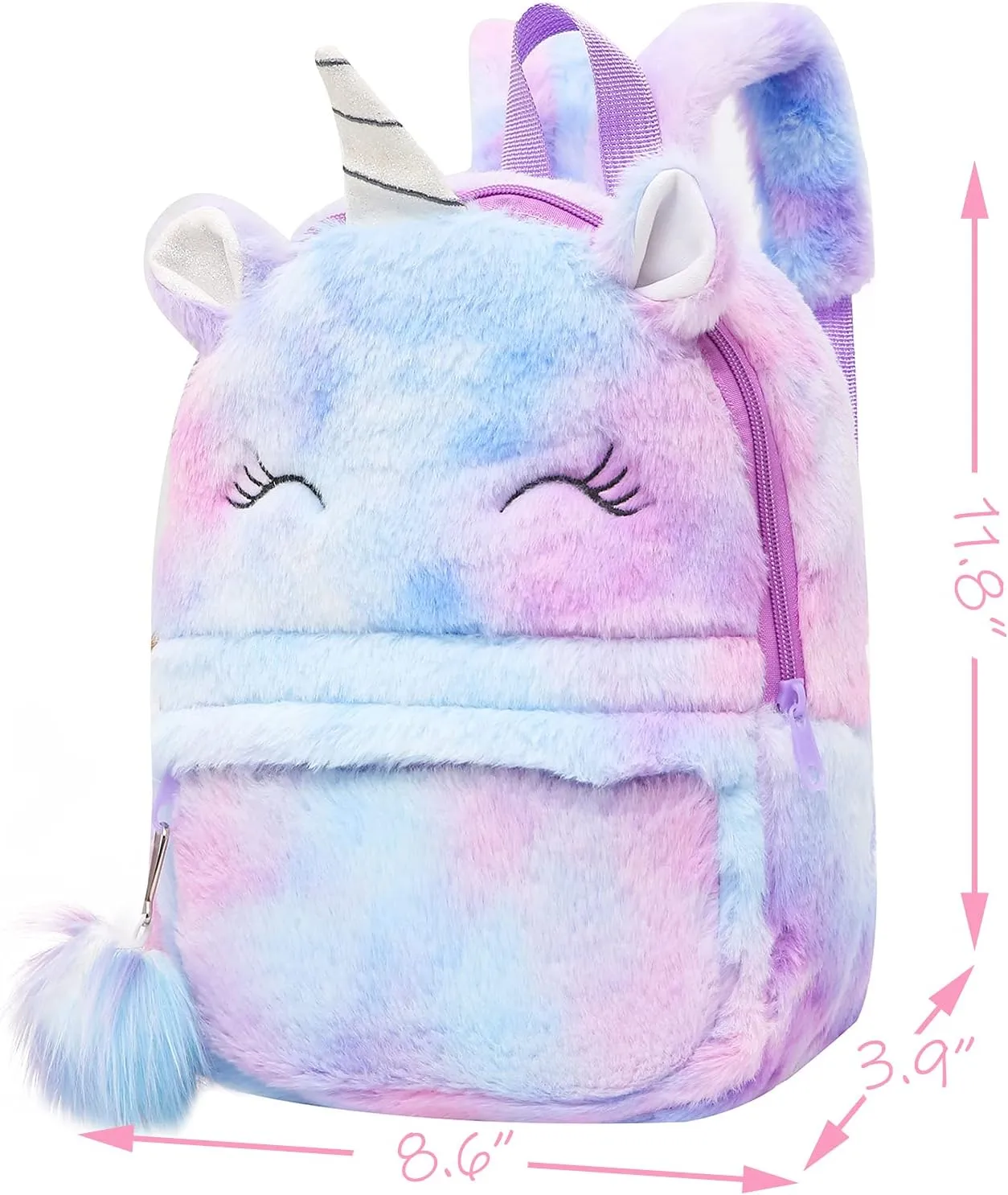 CBOALOGR Cute Plush Unicorn Toddler Small Backpack Little Plush Bookbag for Girls 3 to 6 years old