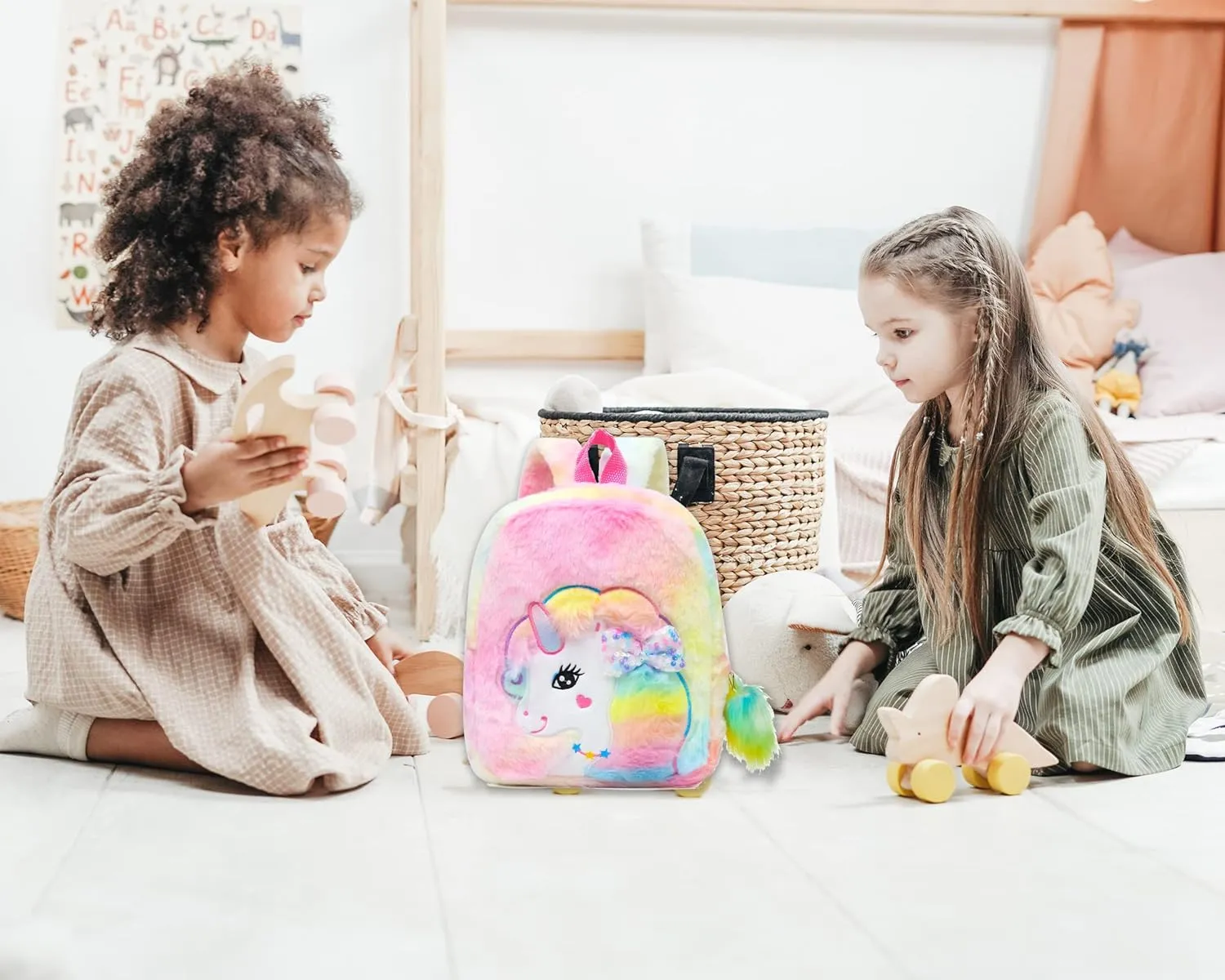CBOALOGR Cute Plush Unicorn Toddler Small Backpack Little Plush Bookbag for Girls 3 to 6 years old
