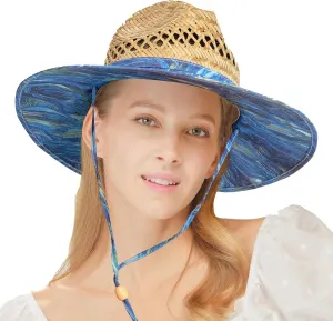 C.C Paradise Ocean Print Bamboo Lifeguard Hat with Adjustable Strap - for Unisex