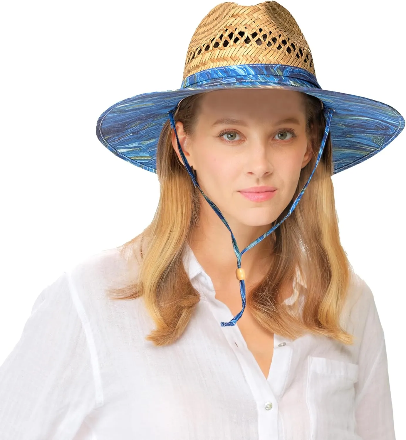 C.C Paradise Ocean Print Bamboo Lifeguard Hat with Adjustable Strap - for Unisex