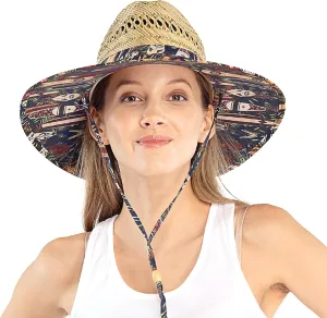 C.C Paradise Ocean Print Bamboo Lifeguard Hat with Adjustable Strap - for Unisex