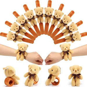 Ceenna 16 Pcs Bear Stuffed Animal Slap Bracelets Bear Plush Slap Bracelets 8.66 Inch Adorable Wrist Toys Bulk End of Year Gifts for Birthday Party Graduation Gifts Goodie Bag Fillers