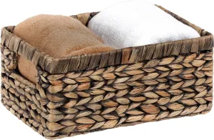 CENBOSS Wicker Baskets (Medium, Black Wash, 1PC) Rattan Storage Baskets for Shelves, Woven Seagrass Holder