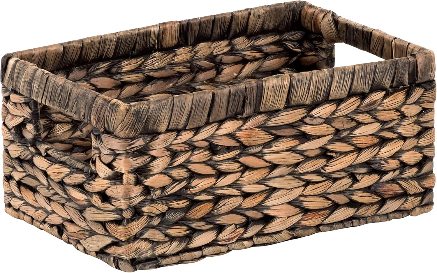 CENBOSS Wicker Baskets (Medium, Black Wash, 1PC) Rattan Storage Baskets for Shelves, Woven Seagrass Holder