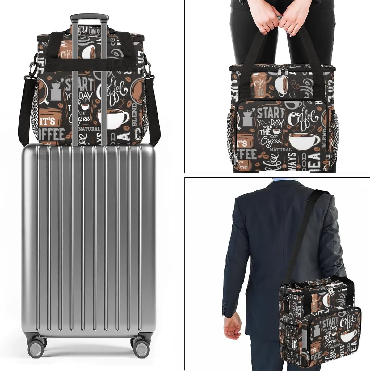 cfpolar Coffee Maker Storage Bag, Waterproof Travel Carrying Storage Tote Bag Organizer Case, Compatible with K-Mini or K-Mini Plus, And Suitable for Other Accessories， With Pockets for K-Cup Pods