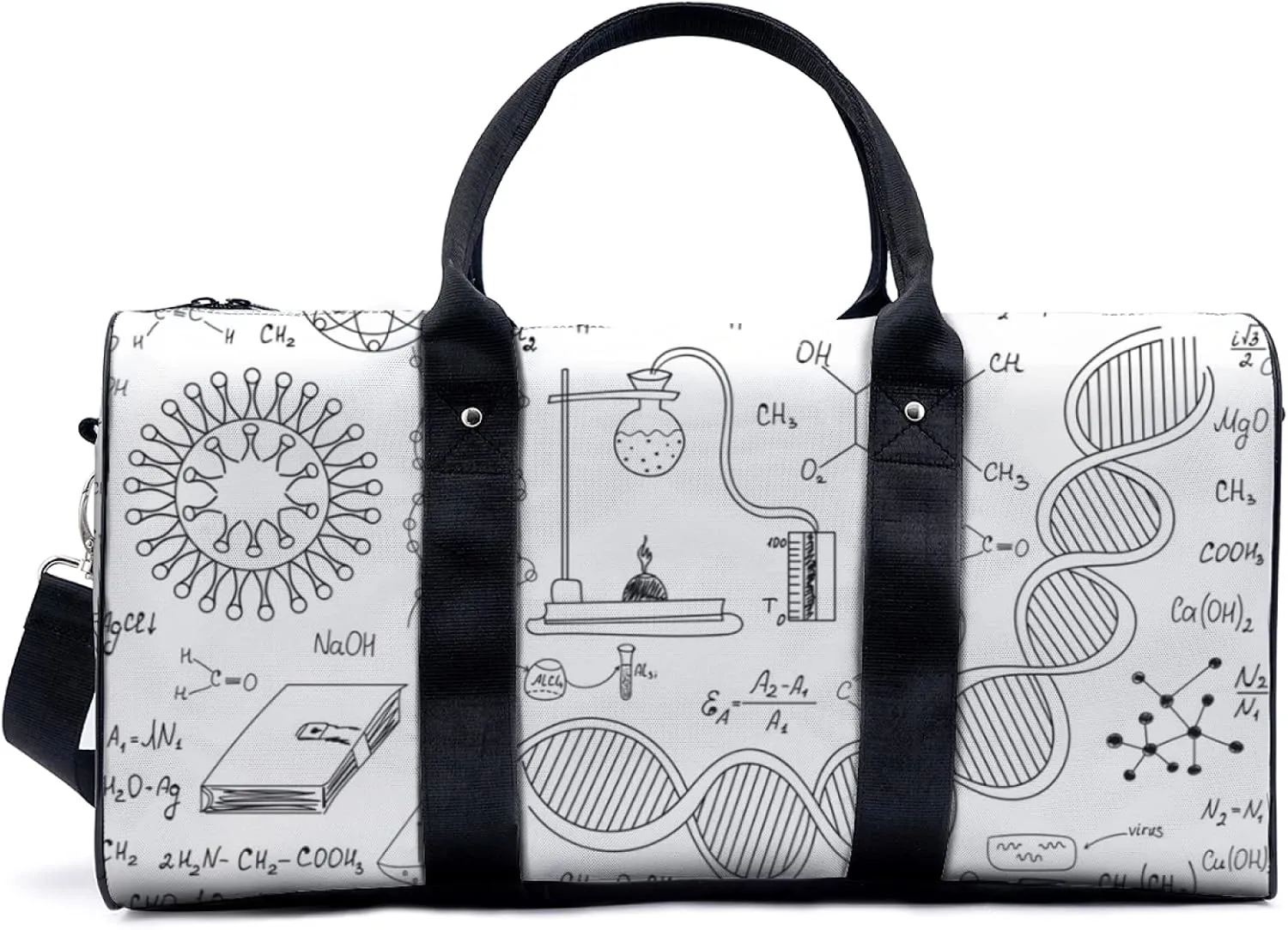 Chemical Instrument Pattern Duffel Bag Travel Yoga Camping Gym Shoulder Bags Sports Handbag Lightweight canvas Tote Bag Holdall for Men Women