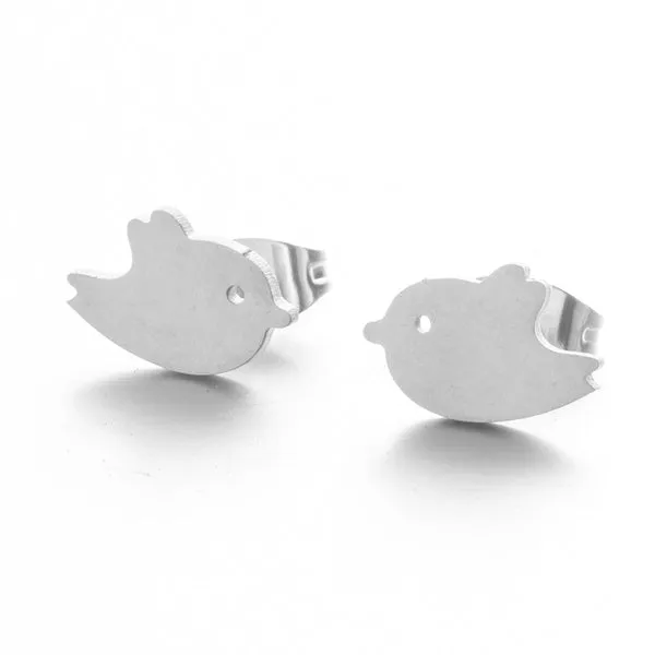 Children's Earrings:  Surgical Steel, Gold IP Baby Bird Earrings with Push Backs