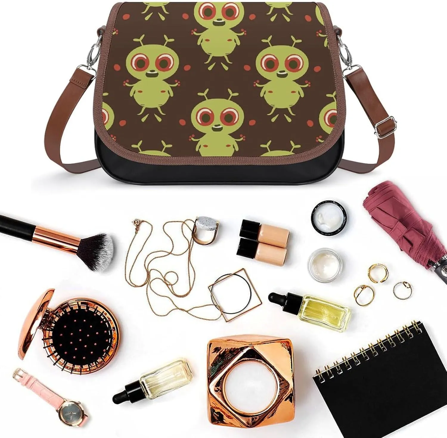 Chinese Style Landscape Crossbody Bags for Women Travel Shoulder Bag Small Leather Cross Body Handbags