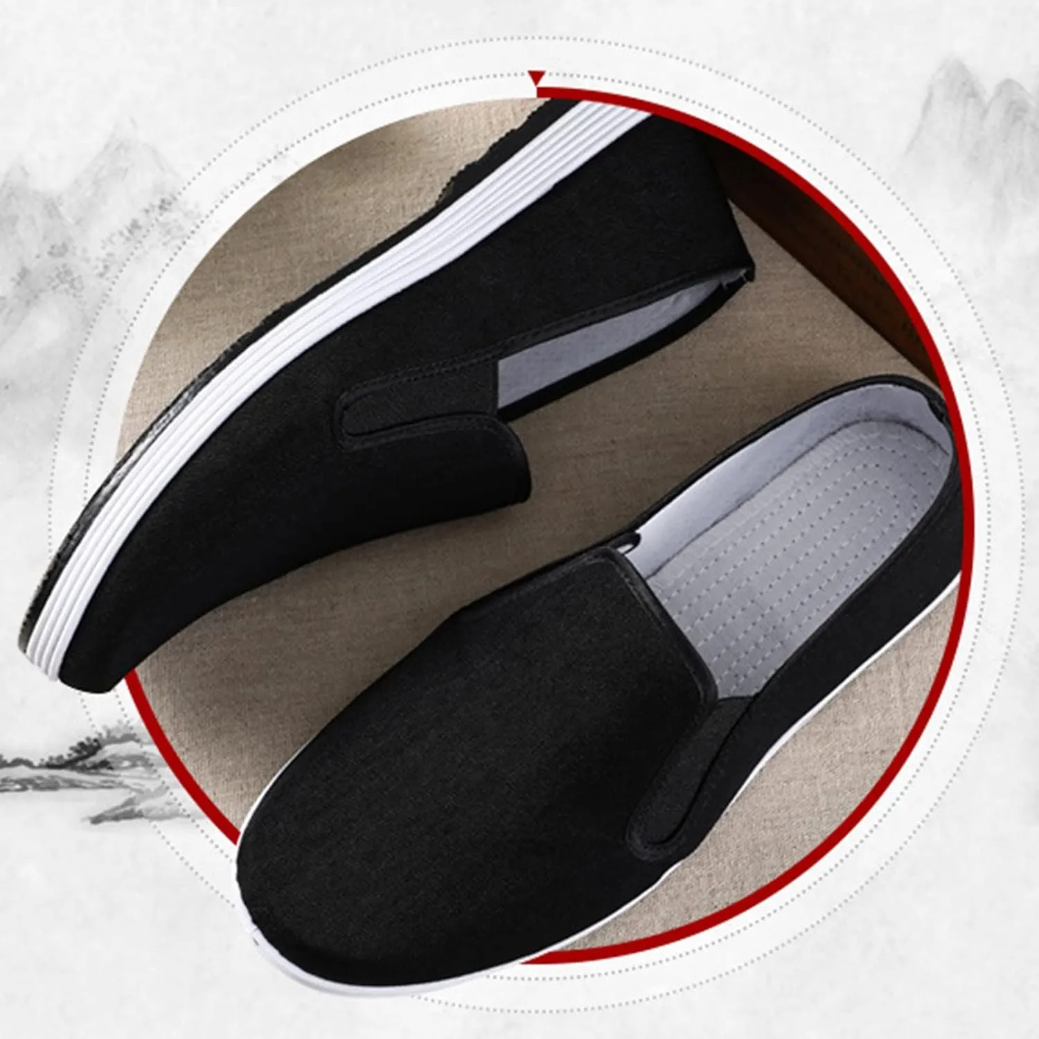 Chinese Tai Chi Shoes, Men's Slip-On Chinese Traditional Old Breathable Beijing Shoes, Anti-Slip Fashion Kung Fu Tai Chi Rubber Sole Martial Arts Shoe, for Both Indoor and Outdoor Use