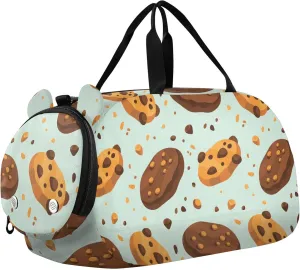 Chocolate Cookies Cute Sports Duffle Bag for Girls Boys, Gym Bag with Shoe Compartment, Kids Travel Overnight Weekender Shoulder Bag