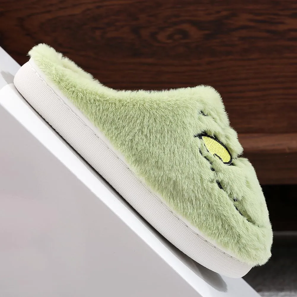 Christmas Slippers Cartoon Plush Slippers Winter Soft Green Merry Christmas Gifts