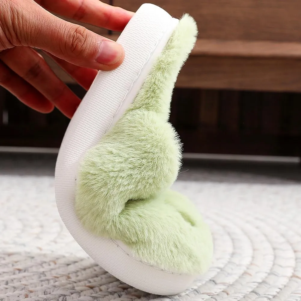 Christmas Slippers Cartoon Plush Slippers Winter Soft Green Merry Christmas Gifts