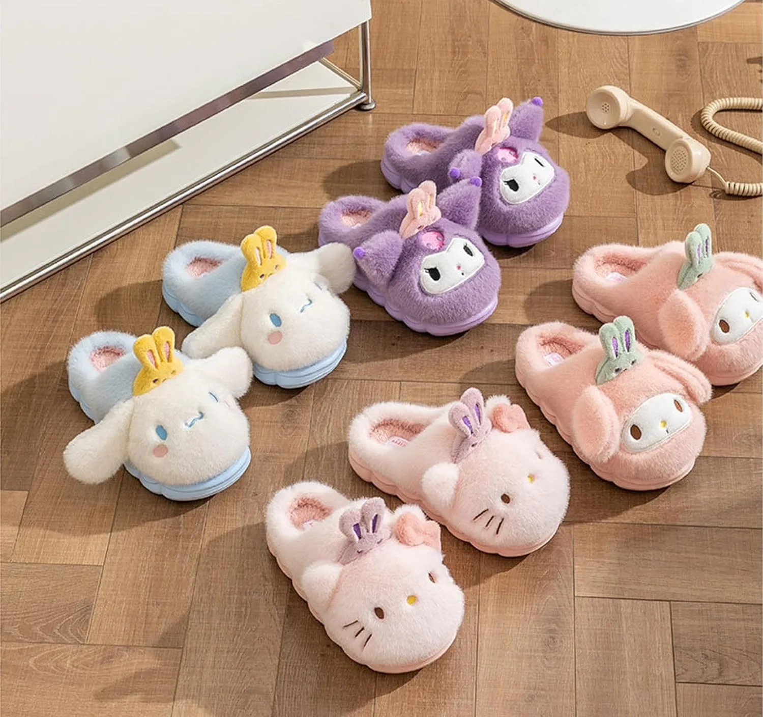 Cinnamoroll with Rabbit Crown Home Slippers for Girls Kids Children