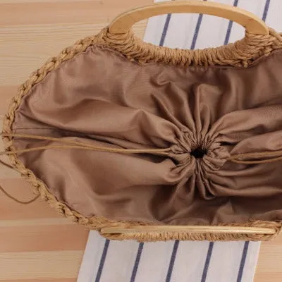 Circle Handle Straw Bag