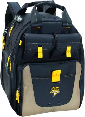 CLC Custom Leathercraft ECPL38 E-Charge Lighted USB Charging Tool Backpack, 36 Pocket,Black