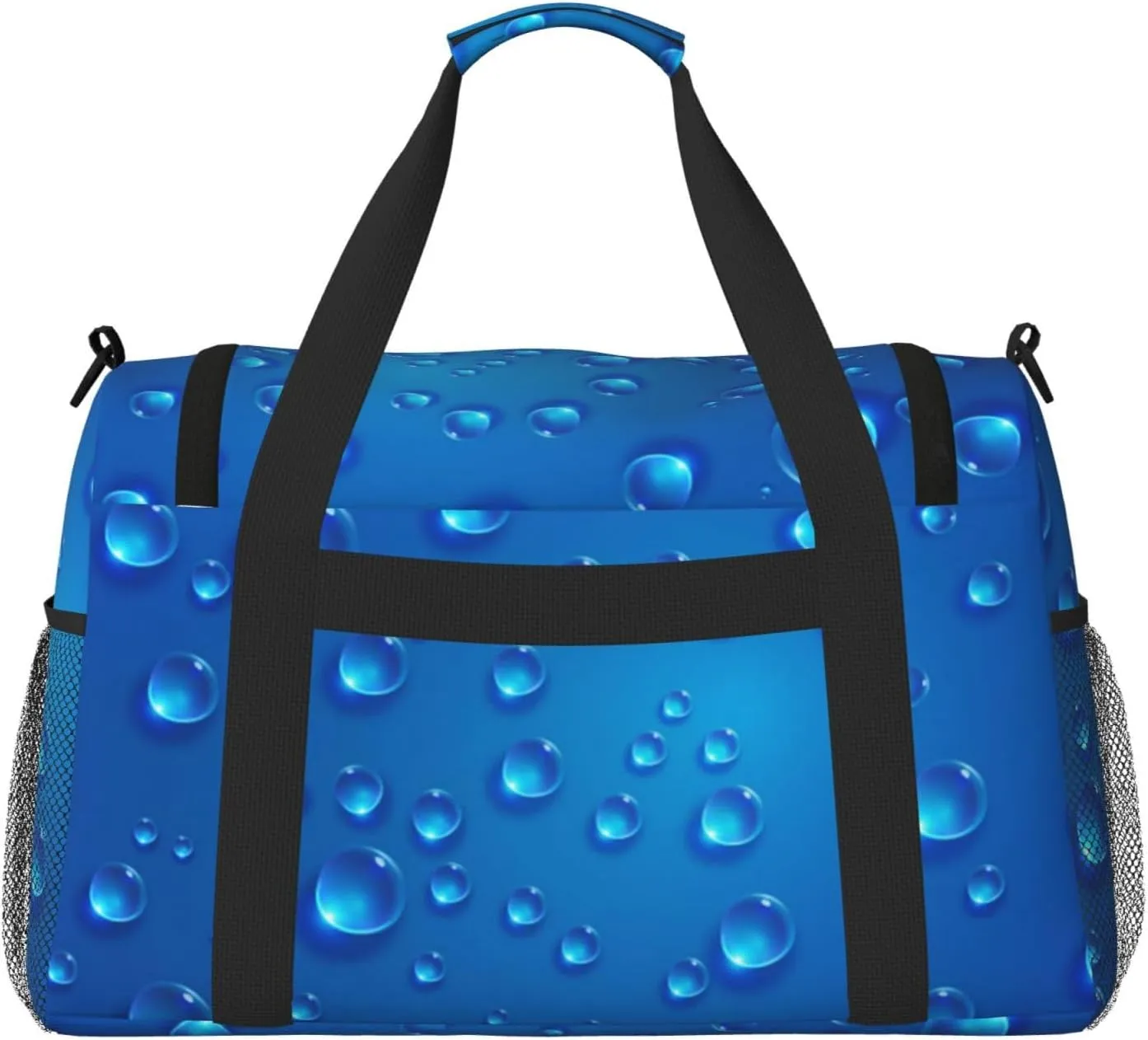 Clear Blue Water Droplets Travel Duffel Bag Large Foldable Waterproof Overnight Bag For Beach Swim Bags Pool Sports Gym