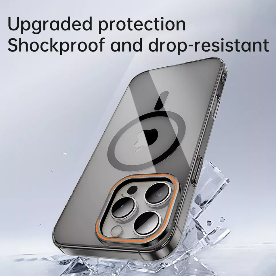 Clear Magnetic With Metallic Camera KickStand Case