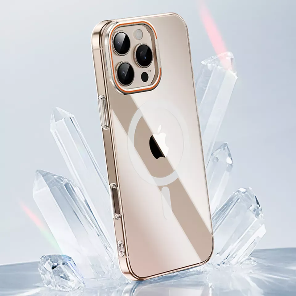 Clear Magnetic With Metallic Camera KickStand Case