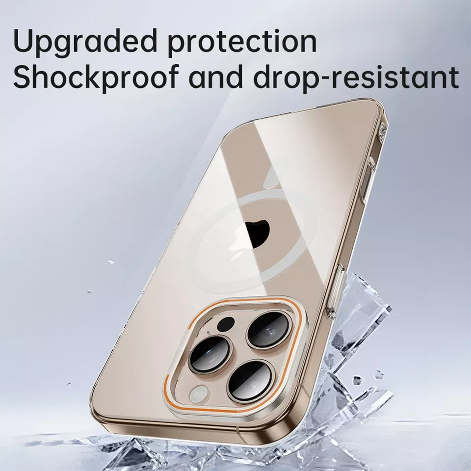 Clear Magnetic With Metallic Camera KickStand Case