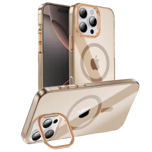 Clear Magnetic With Metallic Camera KickStand Case