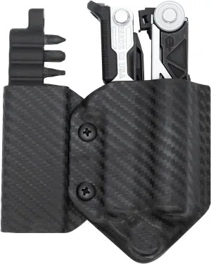 Clip & Carry Kydex Multitool Sheath for GERBER CENTER-DRIVE w/Bit Sidecar Holder ~ Made in USA (Multi-tool & Bits not included) Multi Tool Holster (CARBON FIBER BLACK, TOOL SHEATH w/BIT SIDECAR)