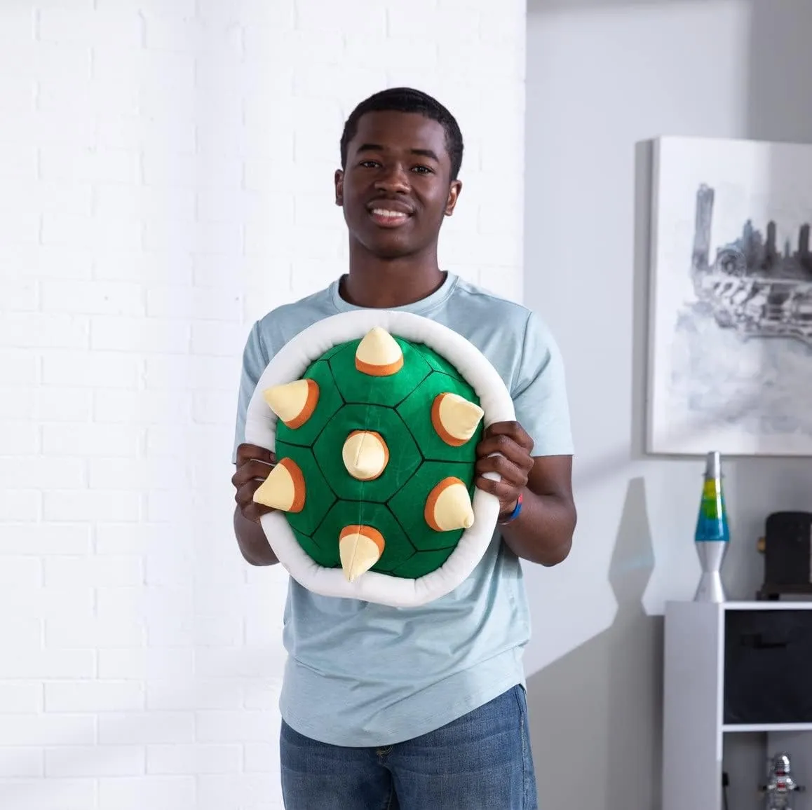 Club Mocchi Mocchi- Super Mario Plush - Bowser Shell Plushie - Squishy Mario Toys and Cute Stuffed Animals - Gaming Room Decor - Video Game Collectibles - 15 Inch