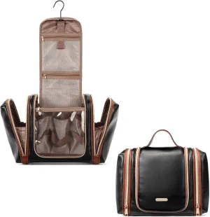CLUCI Toiletry Bag Travel Bag with Hanging Hook Leather Makeup Cosmetic Bag Travel Organizer for Accessories Shampoo Container Toiletries