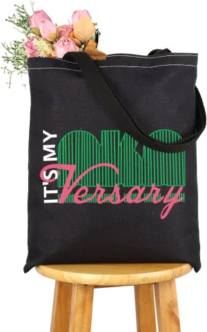 CMNIM Sorority Sister Gift Tote Bags Pink And Green Travel Reusable Grocery Bags Black Greek Sorority Gifts