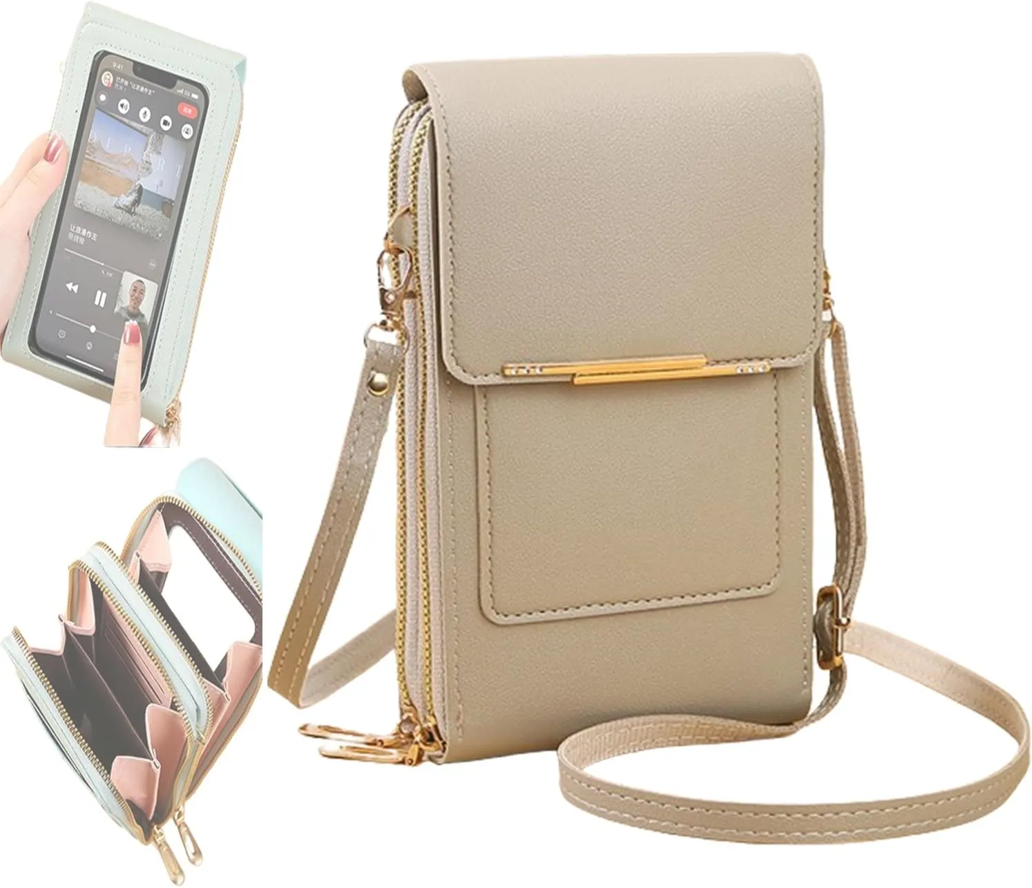 Coincidem Bag, Coincidem Anti-Theft Leather Bag, Multi-Compartment Touch Screen Phone Bag, Mobile Phone Messenger Bag
