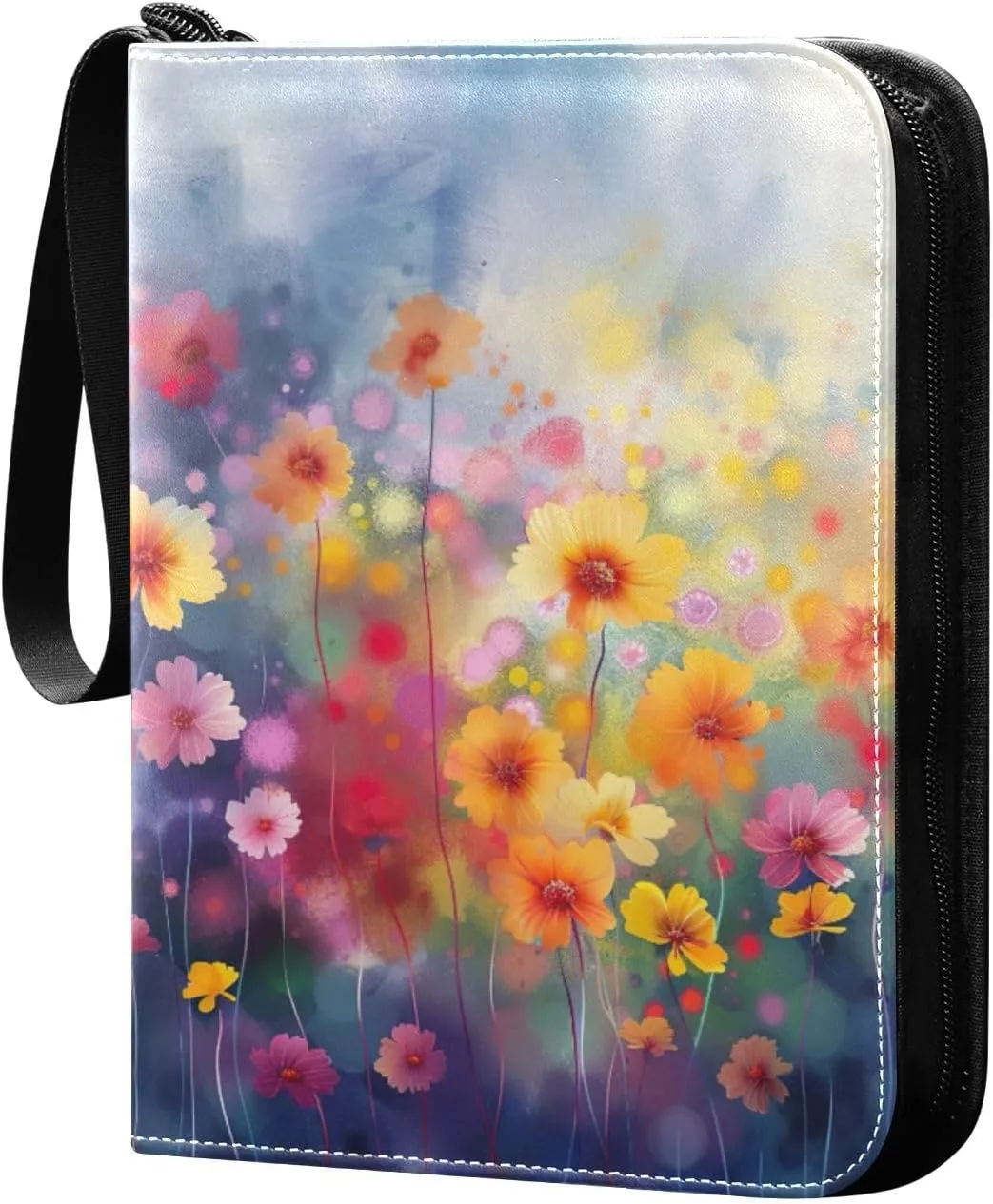 Colorful Abstract Flowers Card Binder, 400 Pockets Card Holder with 50 Sleeves, Sturdy Card Holder Folders for Game Cards & Sports Cards