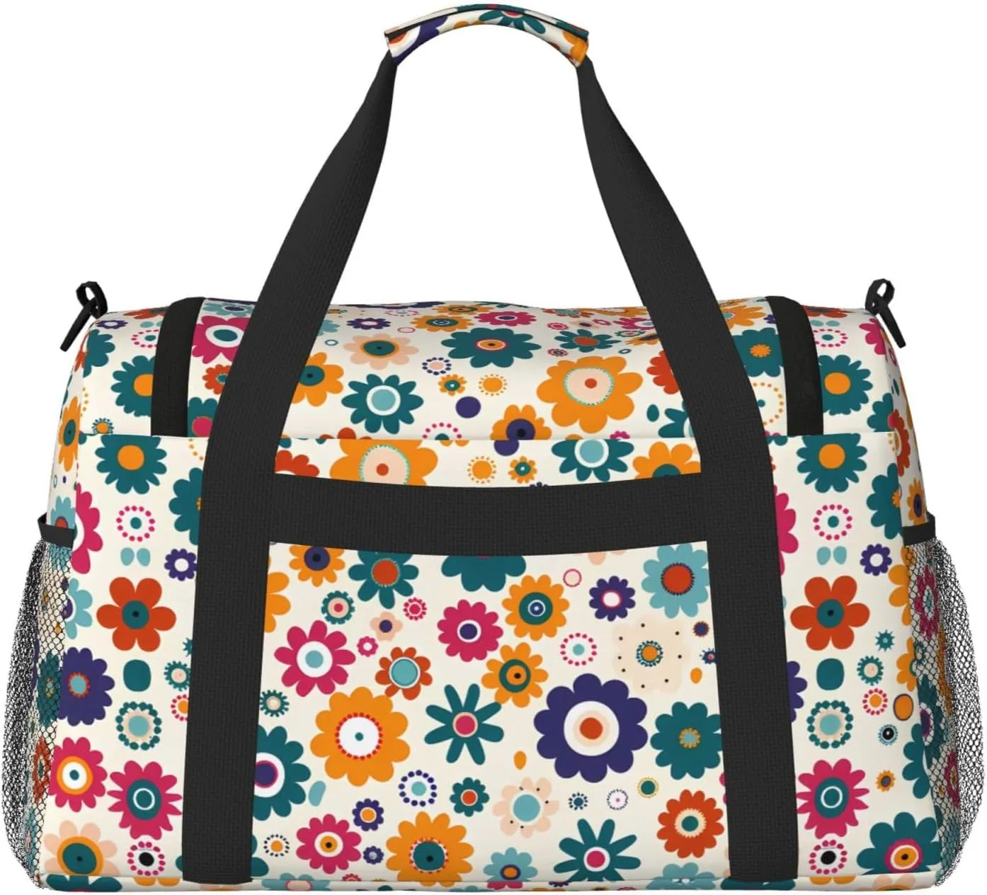 Colorful Cute Flowers Travel Weekender Overnight Bags Foldable Hand Travel Bag Sport Gym Duffel Bag For Men Women