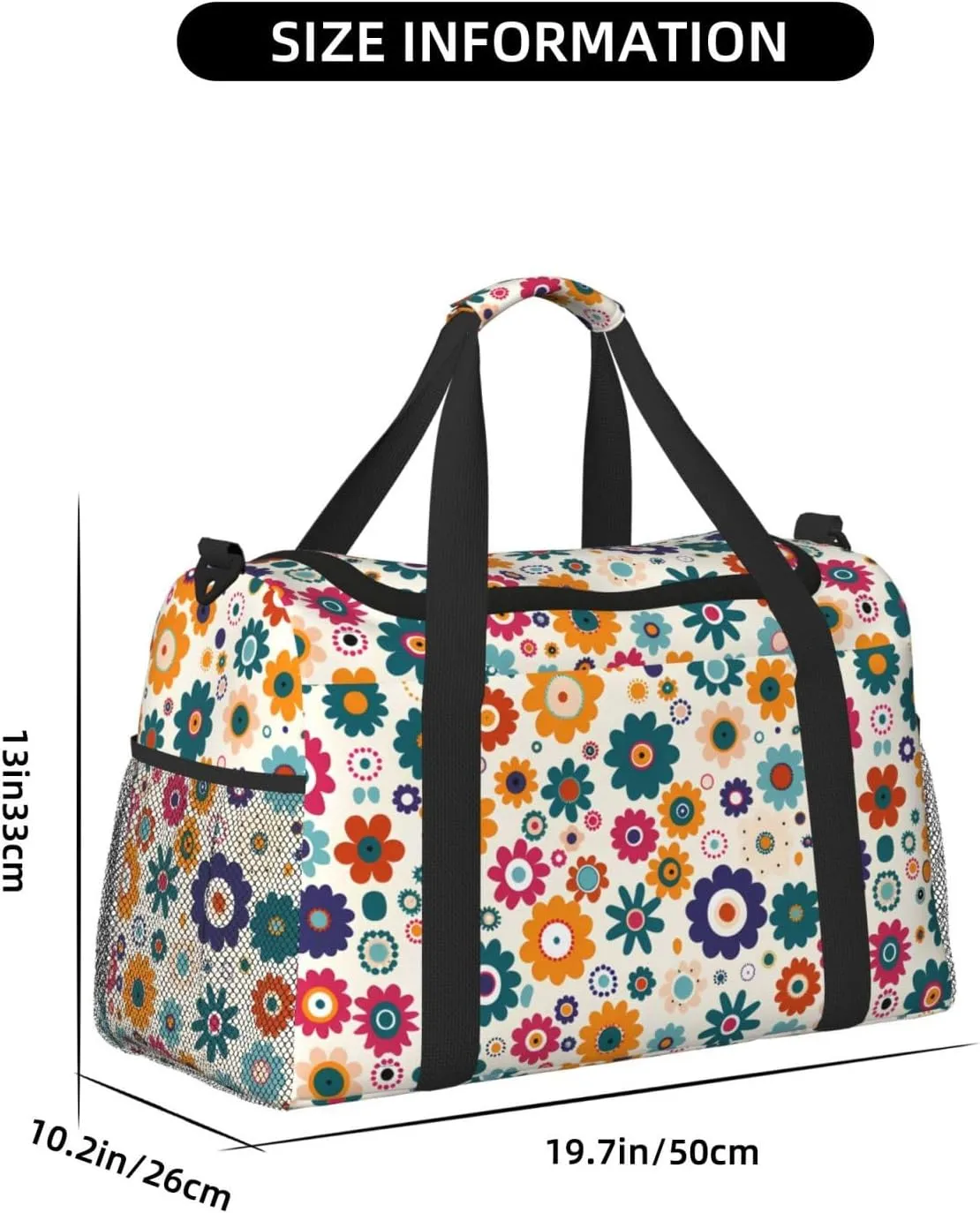 Colorful Cute Flowers Travel Weekender Overnight Bags Foldable Hand Travel Bag Sport Gym Duffel Bag For Men Women