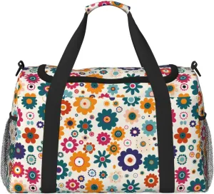 Colorful Cute Flowers Travel Weekender Overnight Bags Foldable Hand Travel Bag Sport Gym Duffel Bag For Men Women