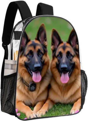 Colorful Cute Pet German Shepherd Dog Daypack Backpack Transparent Anti-Theft Multipurpose Bookbag Big Capacity Travel Hiking & Camping Rucksack With Smooth Zippers