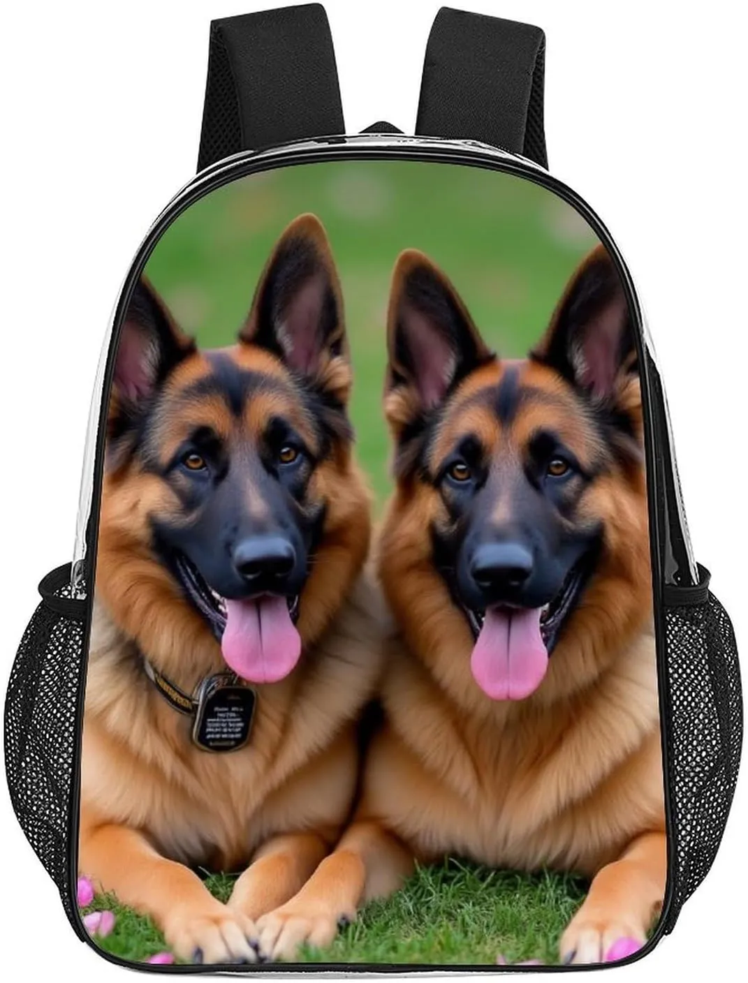 Colorful Cute Pet German Shepherd Dog Daypack Backpack Transparent Anti-Theft Multipurpose Bookbag Big Capacity Travel Hiking & Camping Rucksack With Smooth Zippers