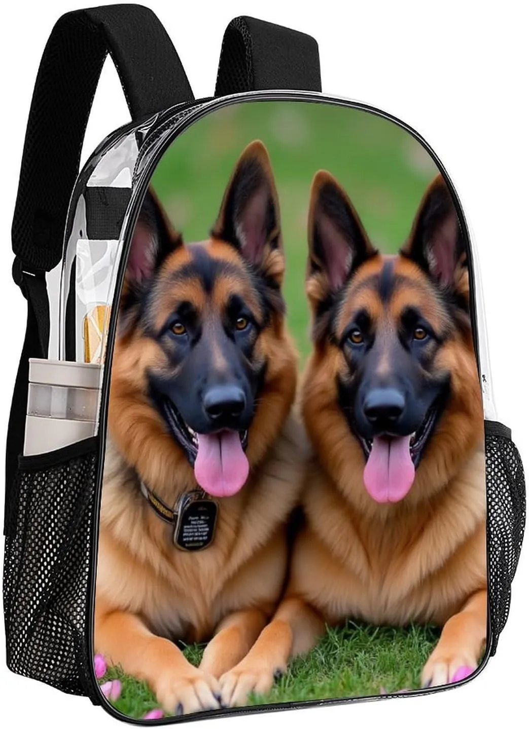 Colorful Cute Pet German Shepherd Dog Daypack Backpack Transparent Anti-Theft Multipurpose Bookbag Big Capacity Travel Hiking & Camping Rucksack With Smooth Zippers