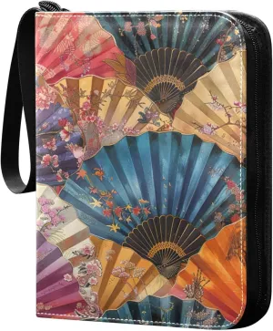 Colorful Japanese Fans Card Binder, 400 Pockets Card Holder with 50 Sleeves, Sturdy Card Holder Folders for Game Cards & Sports Cards