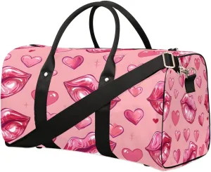 Colorful Lips Heats Travel Duffel Bag for Women Men Foldable Sport Gym Tote Bag Lightweight Waterproof Weekender Overnight Bag for Weekend Holiday Gym Swim Yoga