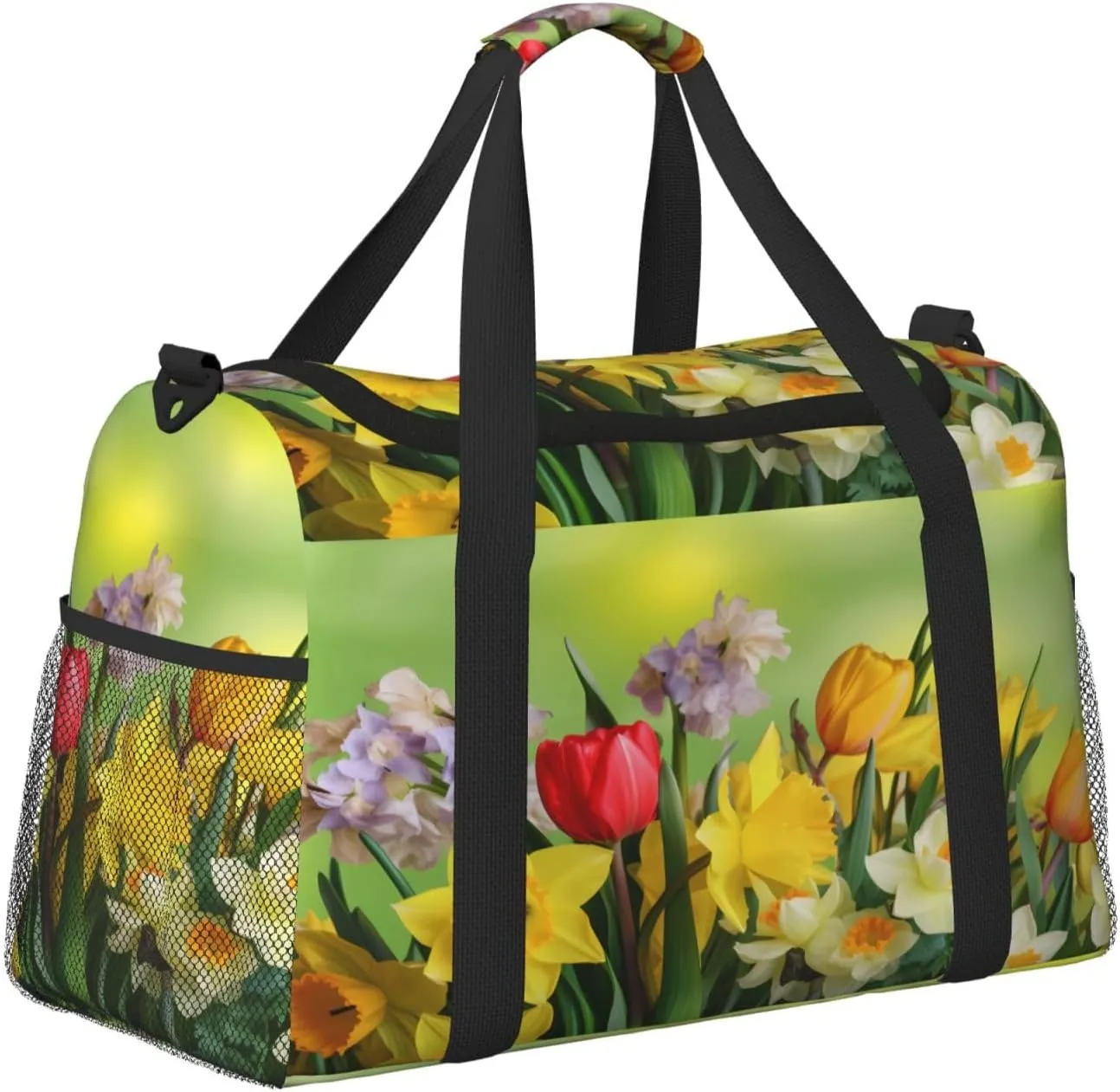 Colourful Flowers Tulips Travel Weekender Overnight Bags Foldable Hand Travel Bag Sport Gym Duffel Bag For Men Women
