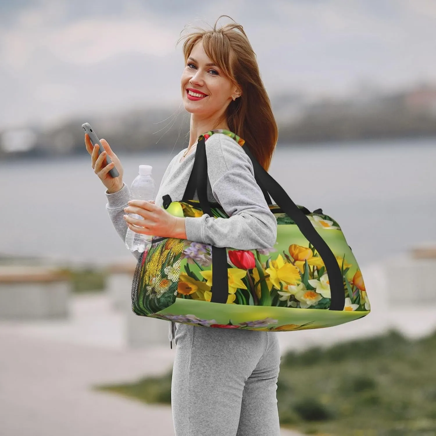 Colourful Flowers Tulips Travel Weekender Overnight Bags Foldable Hand Travel Bag Sport Gym Duffel Bag For Men Women