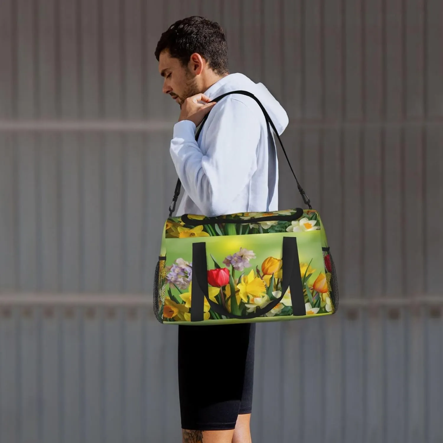 Colourful Flowers Tulips Travel Weekender Overnight Bags Foldable Hand Travel Bag Sport Gym Duffel Bag For Men Women
