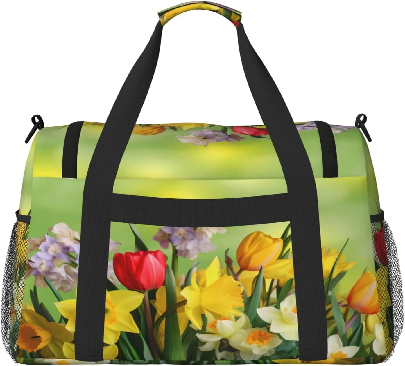Colourful Flowers Tulips Travel Weekender Overnight Bags Foldable Hand Travel Bag Sport Gym Duffel Bag For Men Women